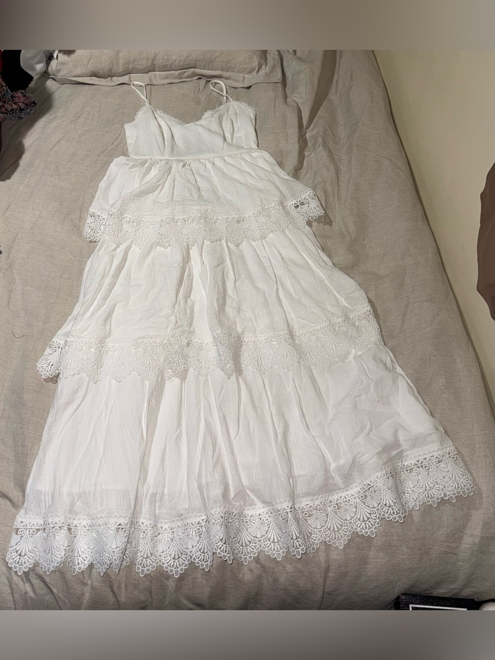 Free The Roses White Lace Tiered Maxi Dress Size S Nwot - Picture 1 of 14